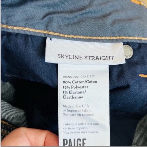 PAIGE Skyline Straight Jeans in Dark Wash Denim Size 25 - Picture 5 of 7
